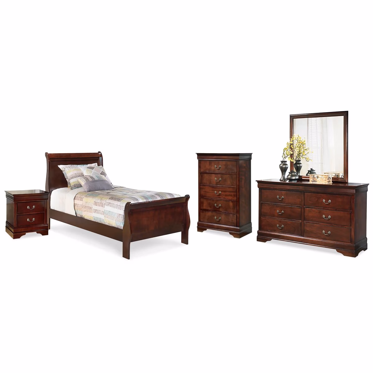 Alisdair Twin Sleigh Bed, Dresser, Mirror, Chest and Nightstand - Image 2