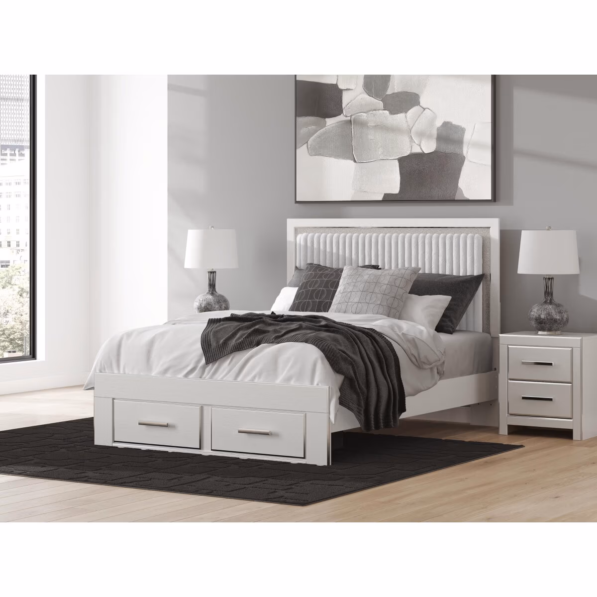 Zuraleus Queen Upholstered Panel Platform Storage Bed - Image 3