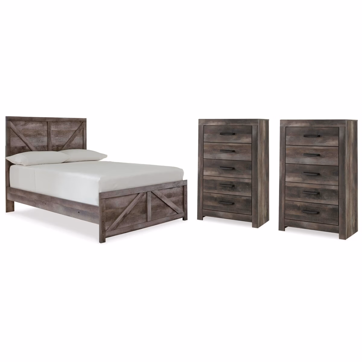 Wynnlow Full Crossbuck Panel Bed and 2 Chests - Image 2