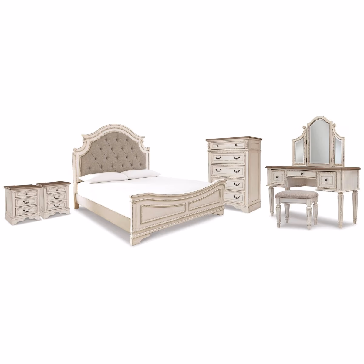 Realyn King Panel Bed, Vanity, Chest and 2 Nightstands - Image 2