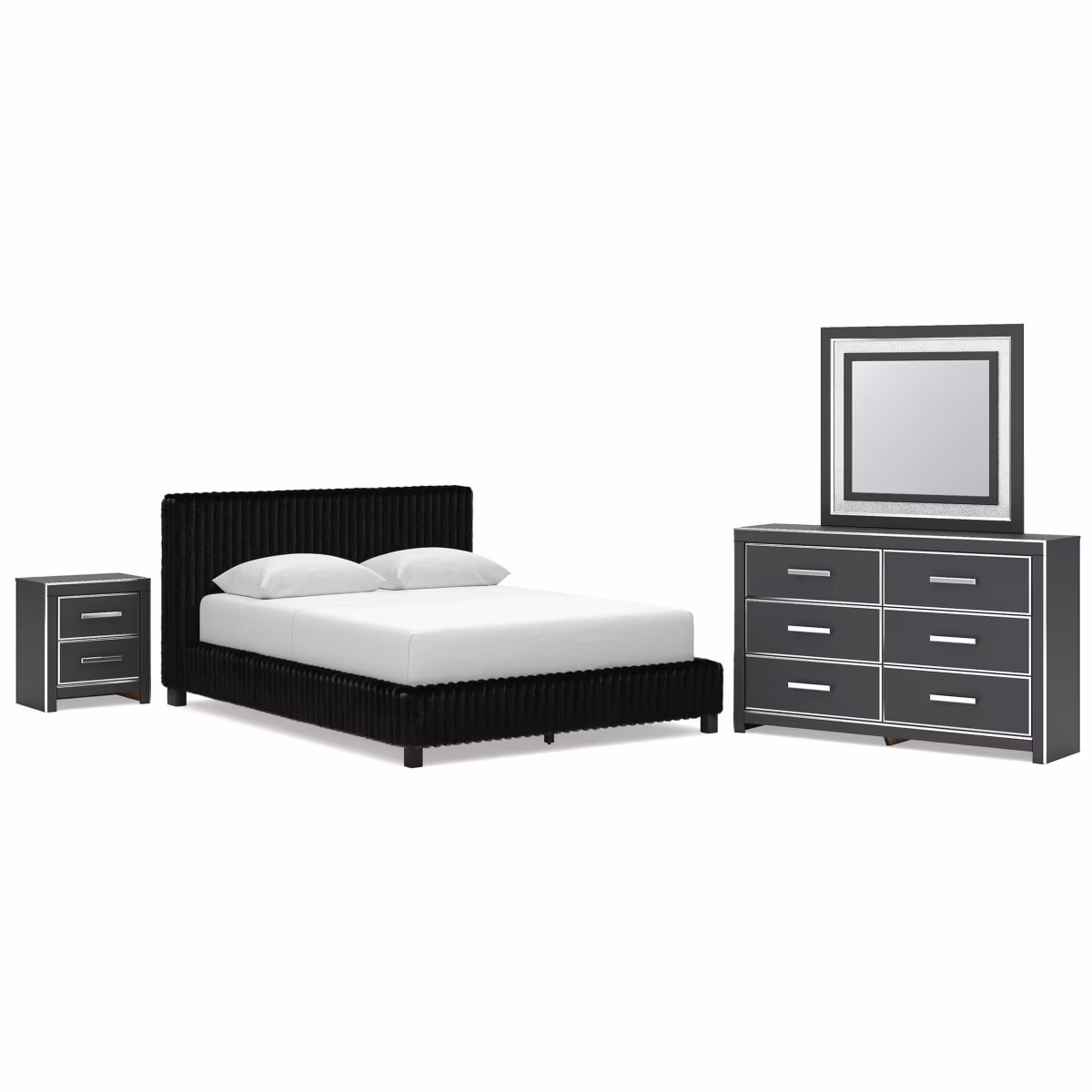 Zuraleus Queen Upholstered Bed, Dresser, Mirror and Nightstand - Image 2
