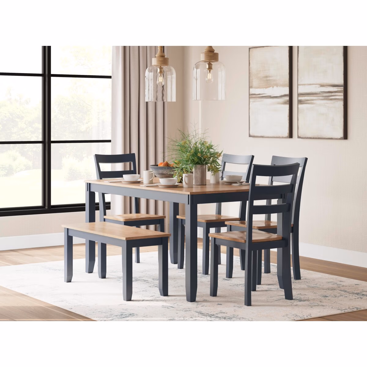 Gesthaven Dining Table with 4 Chairs and Bench (Set of 6) - Image 3