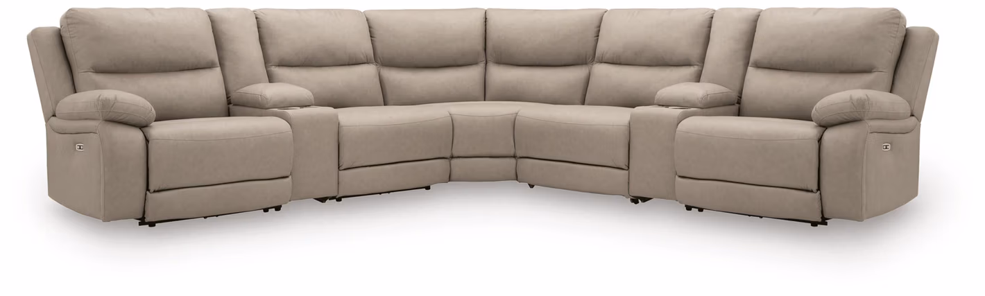 Narwhal Place 7-Piece Reclining Sectional with Storage Consoles