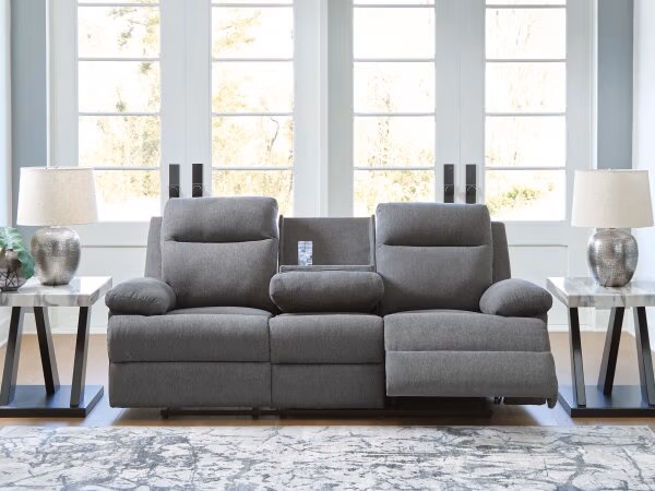 Side-Swipe Reclining Sofa with Drop Down Table - Image 8