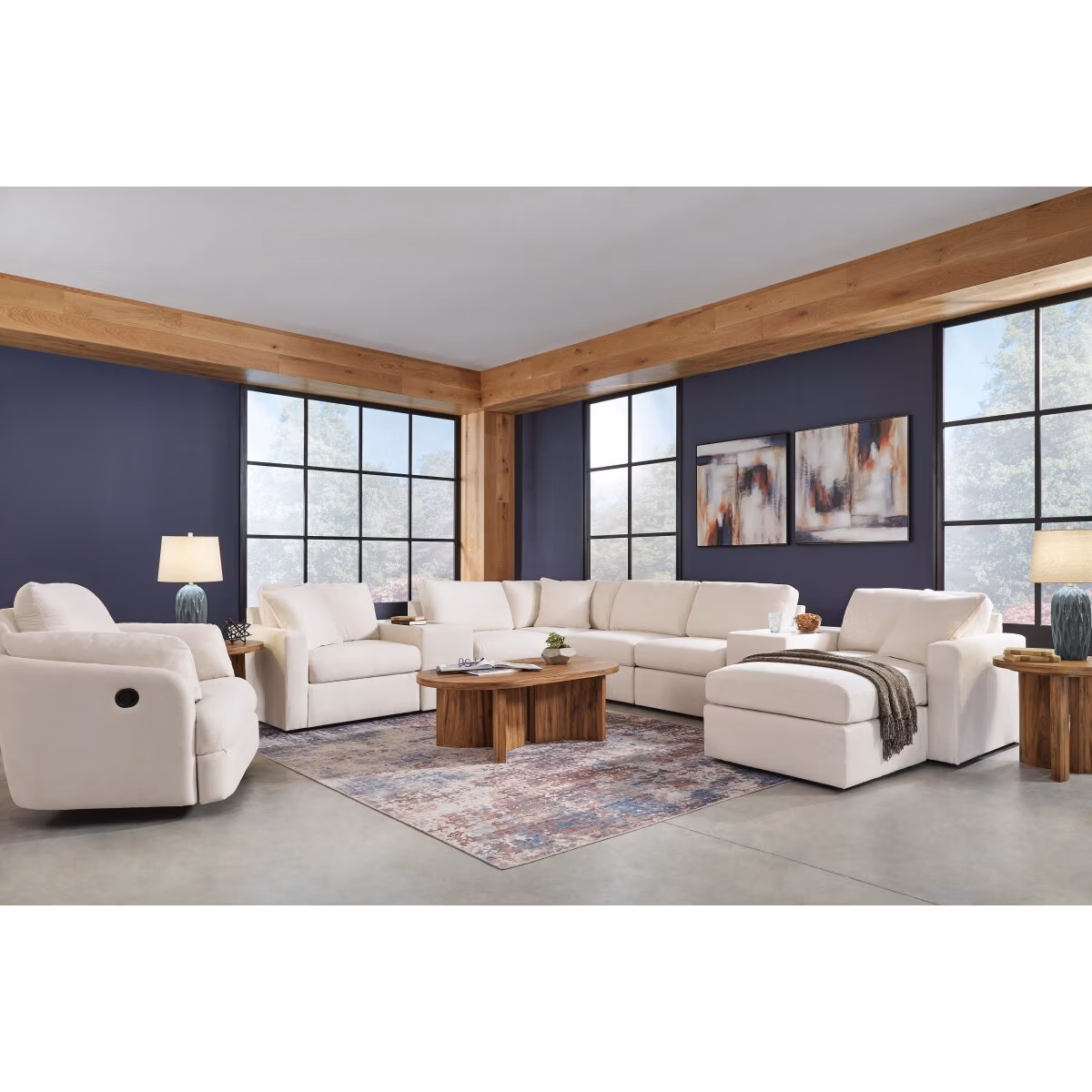Modmax 6-Piece Sectional and Swivel Glider Recliner - Image 27