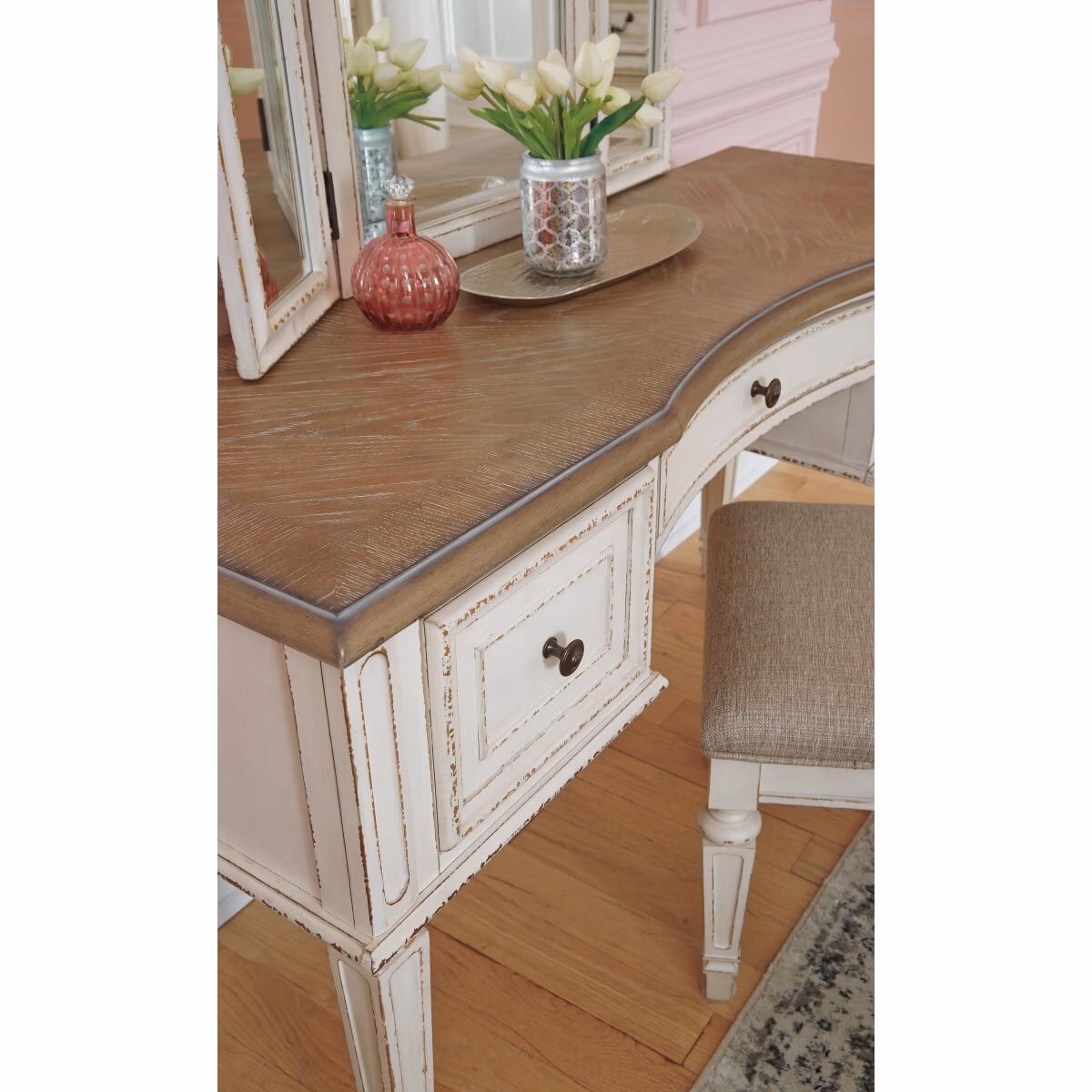 Realyn Queen Upholstery Panel Bed, Dresser, Chest, Nightstand, and Vanity Set - Image 23