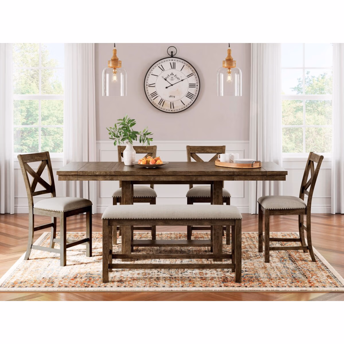 Moriville Counter Height Dining Table with 4 Barstools and Bench - Image 2