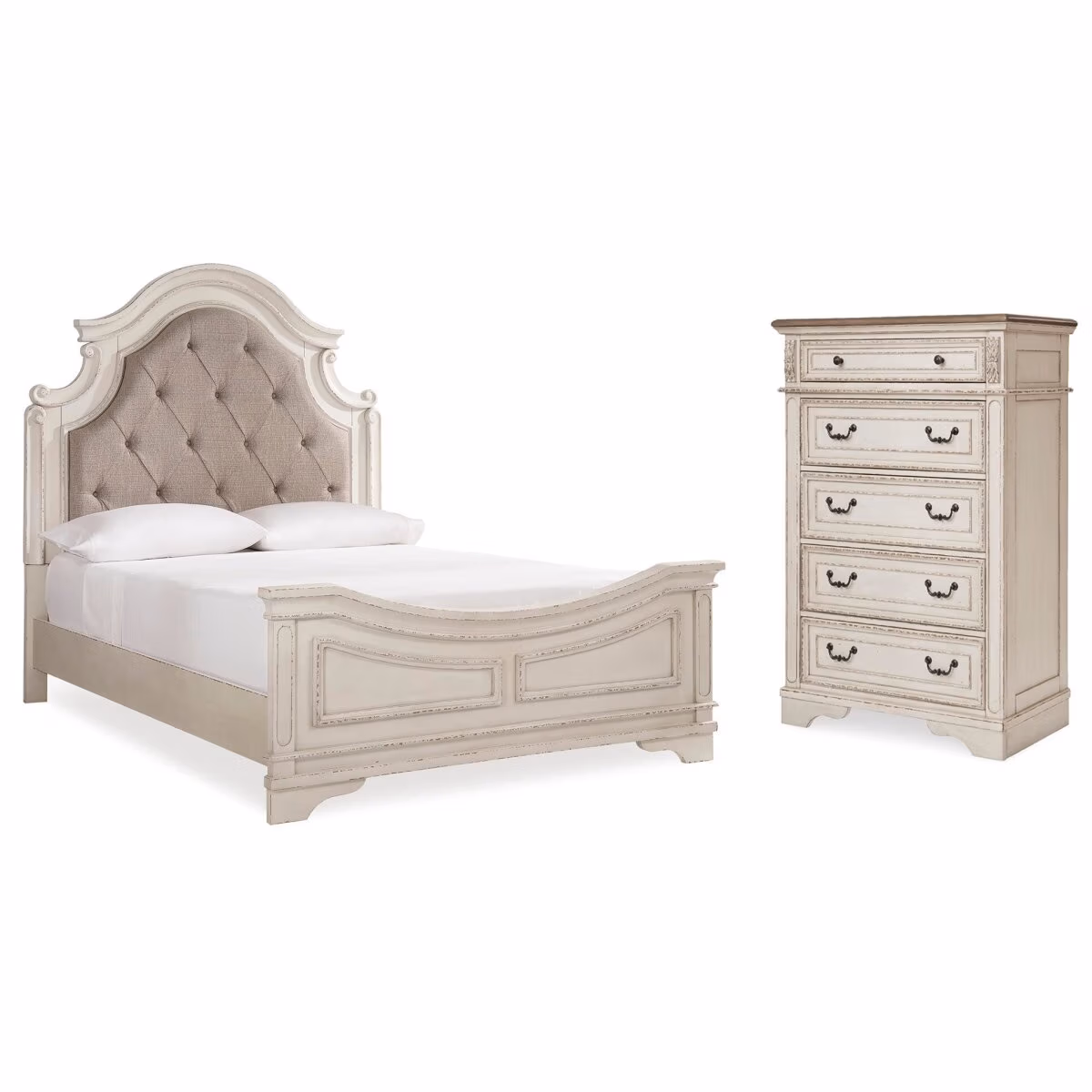 Realyn Queen Upholstered Panel Bed and Chest - Image 2