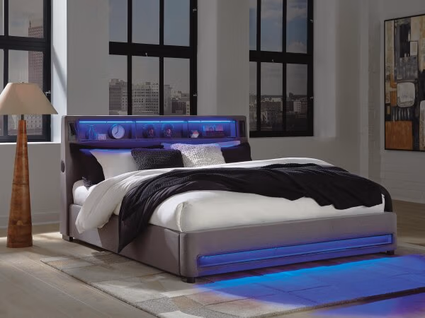 Finigale King Upholstered Bed with Wireless Audio - Image 12