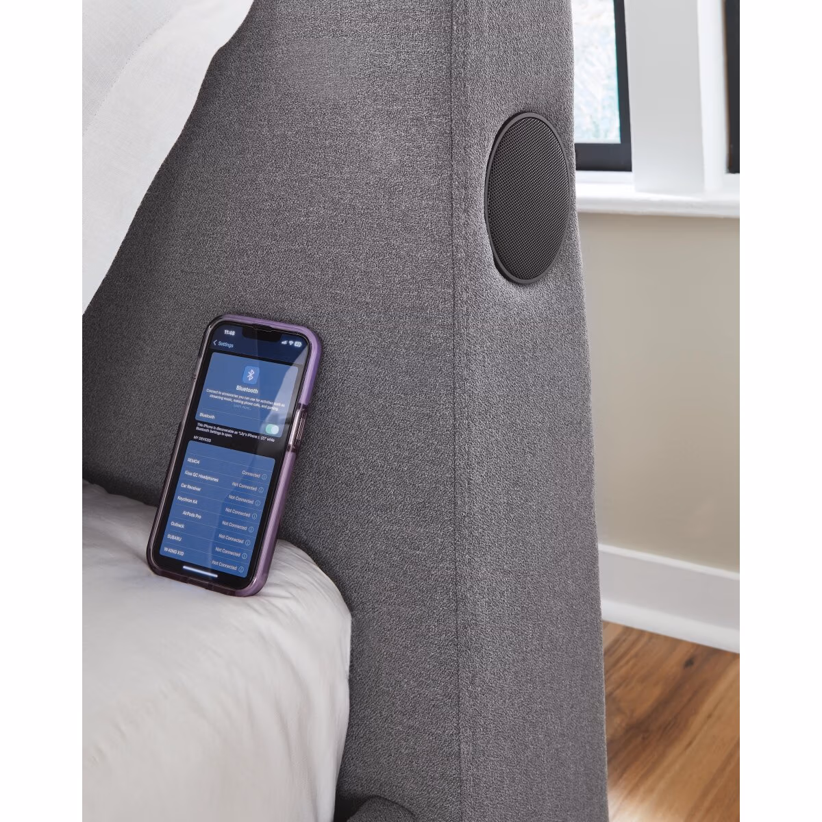 Finigale Twin Upholstered Bed with Wireless Audio - Image 11