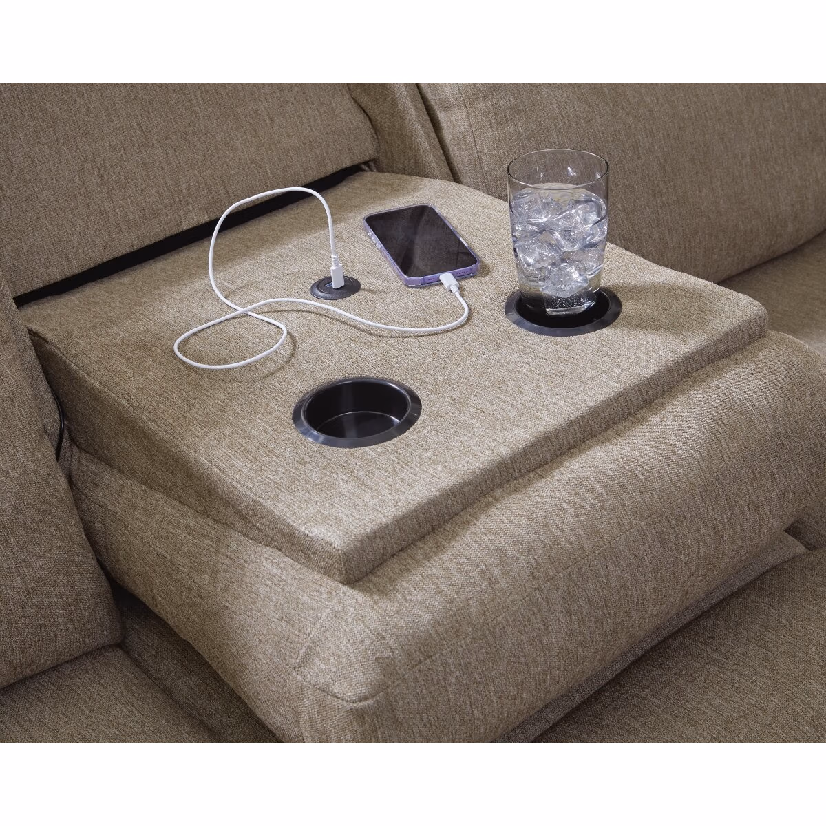 Side-Swipe Reclining Sofa with Drop Down Table - Image 10
