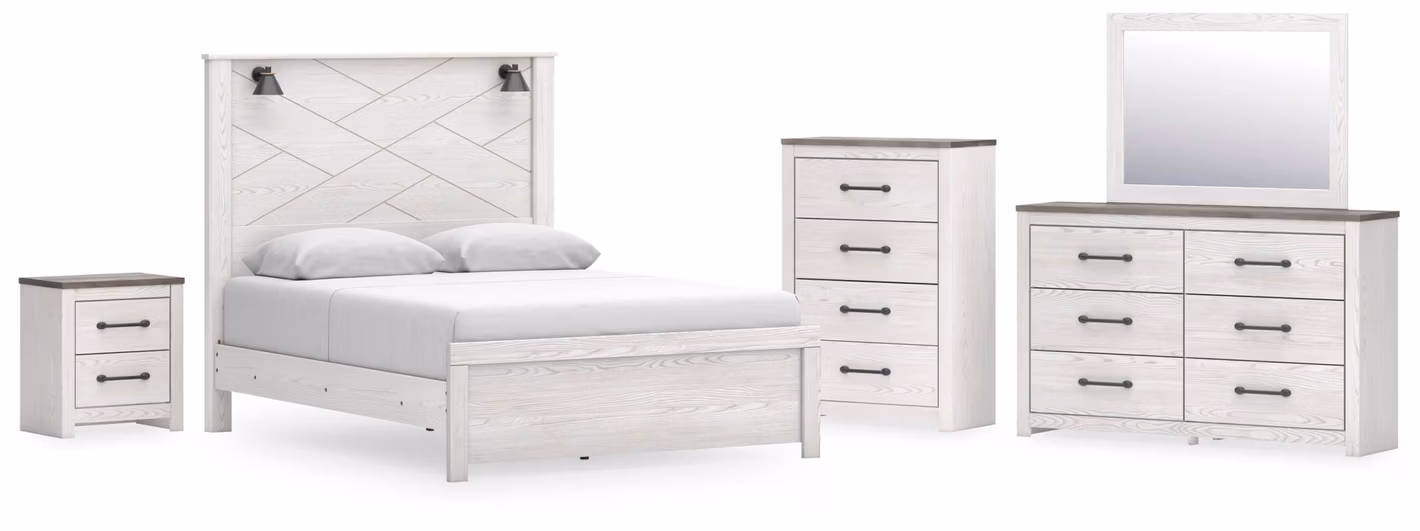 Gerridan Queen Panel Bed, Dresser, Mirror, Chest and Nightstand