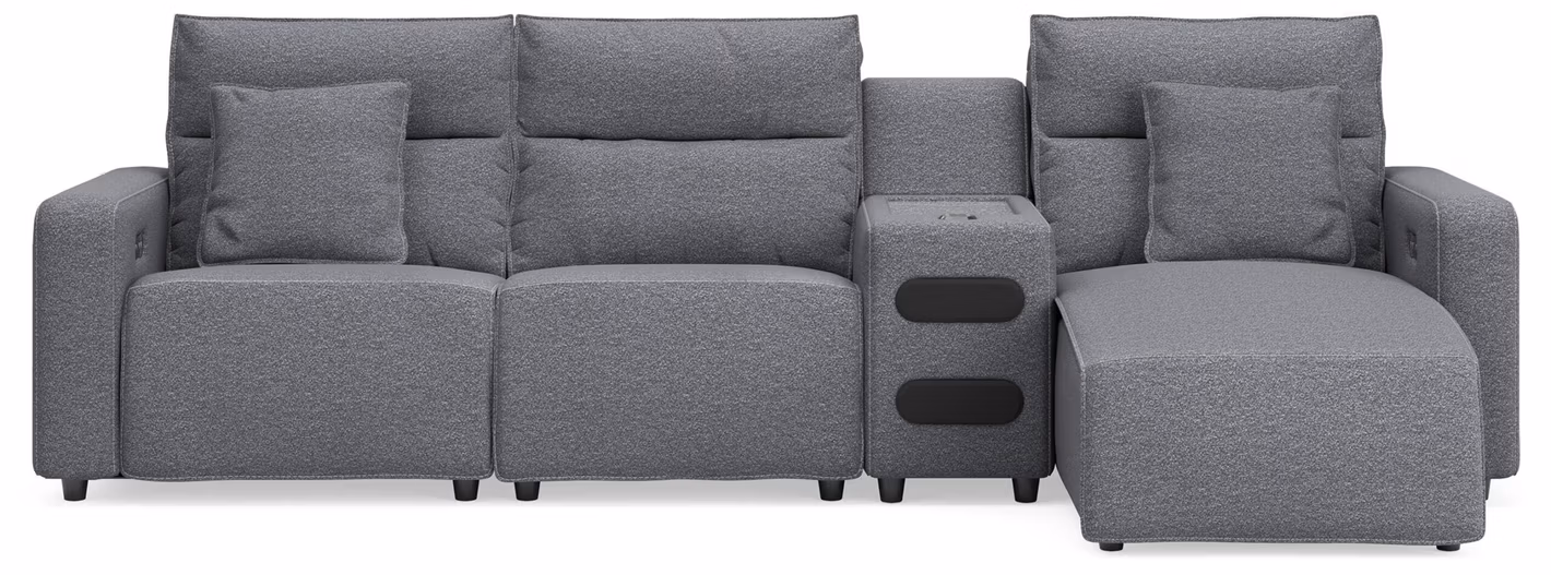 Modmax II 4-Piece Reclining Sectional with Chaise and Audio Console