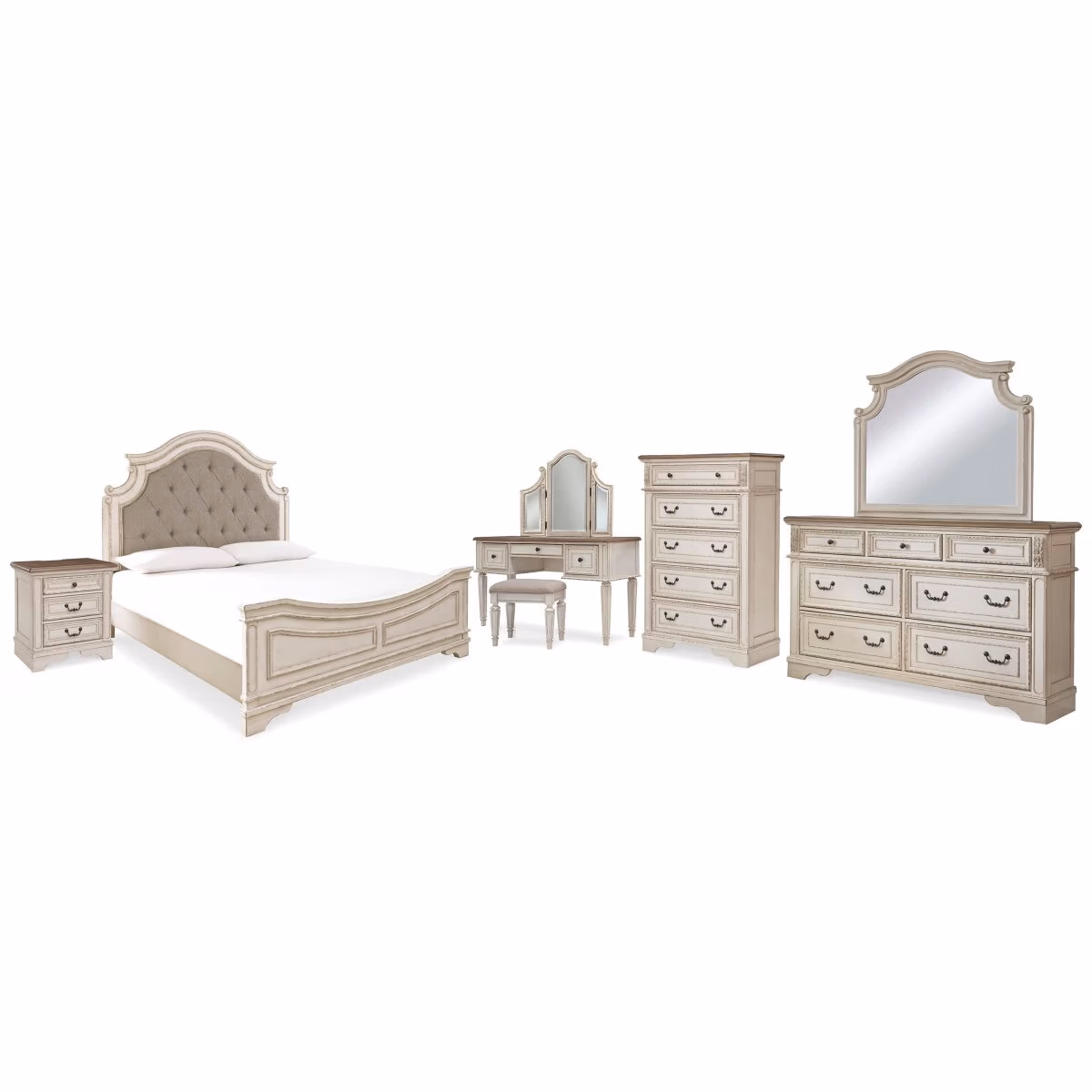 Realyn King Panel Bed, Dresser, Mirror, Chest, Vanity and Nightstand - Image 2