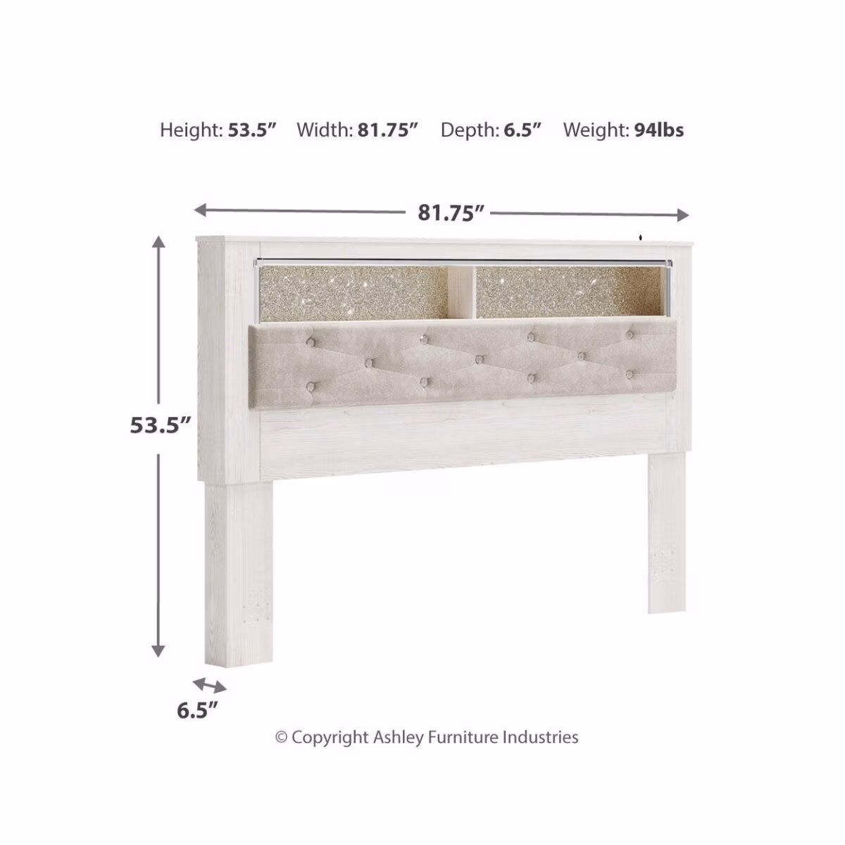 Altyra King Upholstered Panel Bookcase Headboard - Image 5
