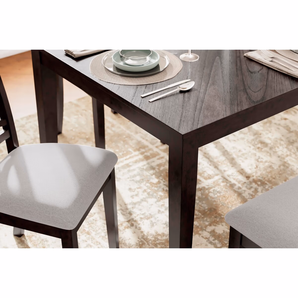 Langwest Dining Table and 4 Chairs and Bench (Set of 6) - Image 5