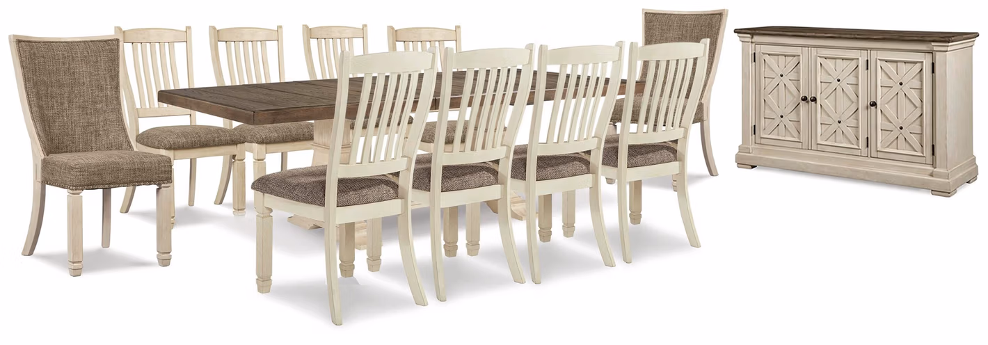 fc71cd2d86e032366403367b284b34a3 Bolanburg Dining Extension Table,10 Chairs and Server - Image 1