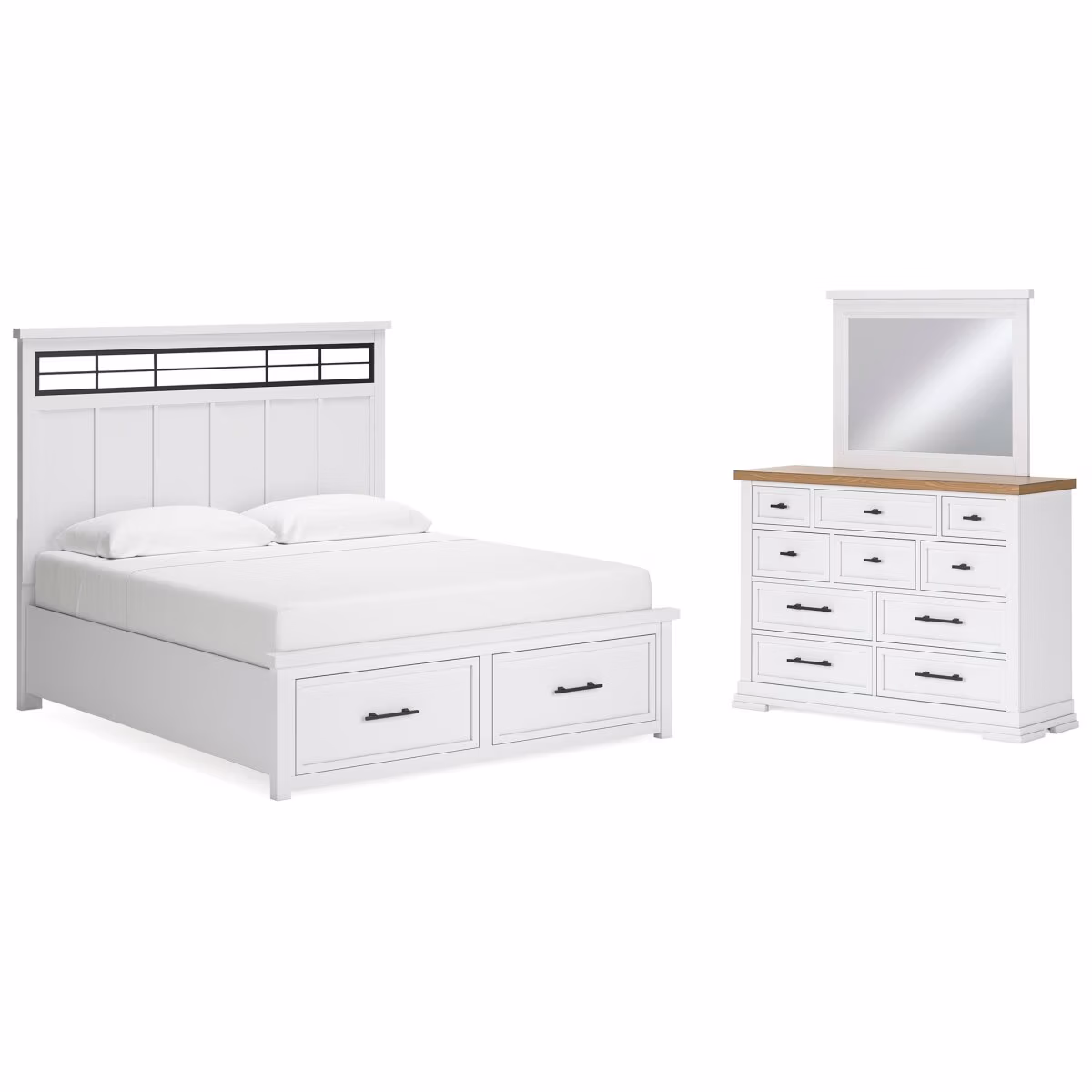 Ashbryn King Panel Storage Bed, Dresser and Mirror - Image 2