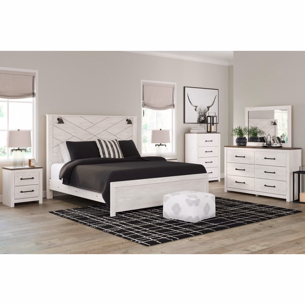 Gerridan King Panel Bed, Dresser, Mirror, Chest and 2 Nightstands - Image 2