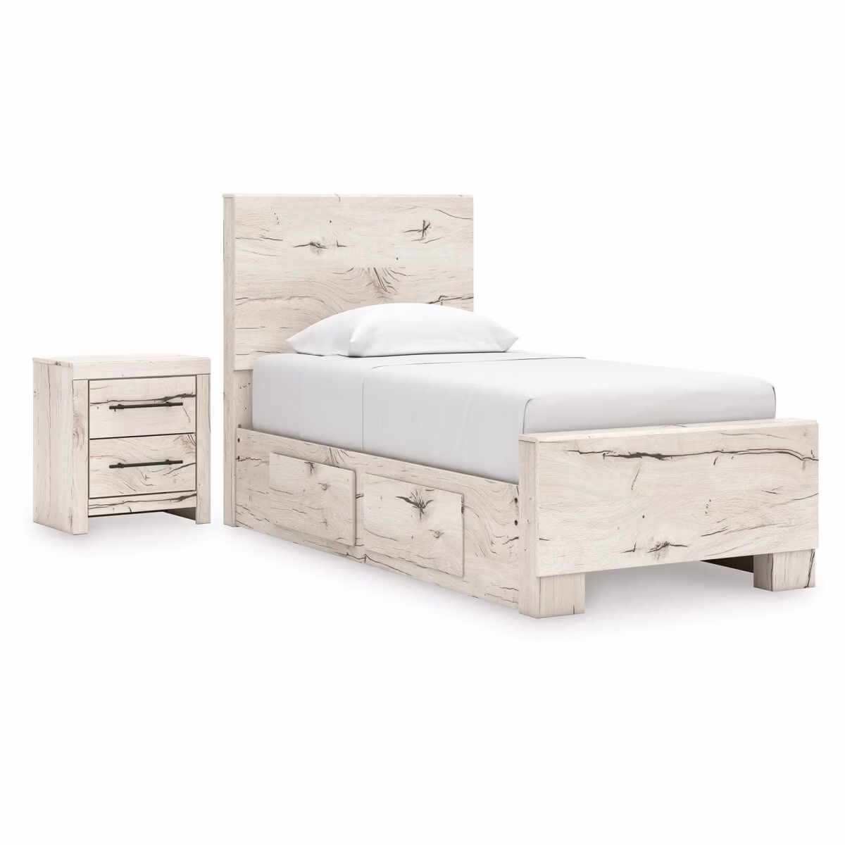 Lawroy Twin Panel Bed with Storage and Nightstand - Image 2