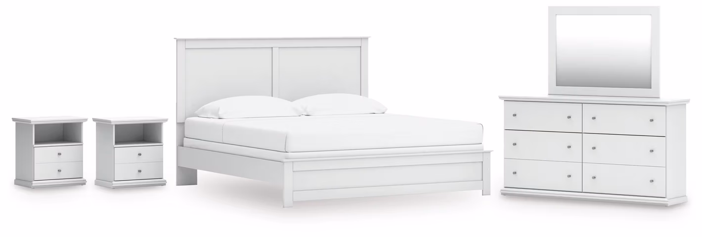 Bostwick Shoals King Panel Bed, Dresser, Mirror and 2 Nightstands