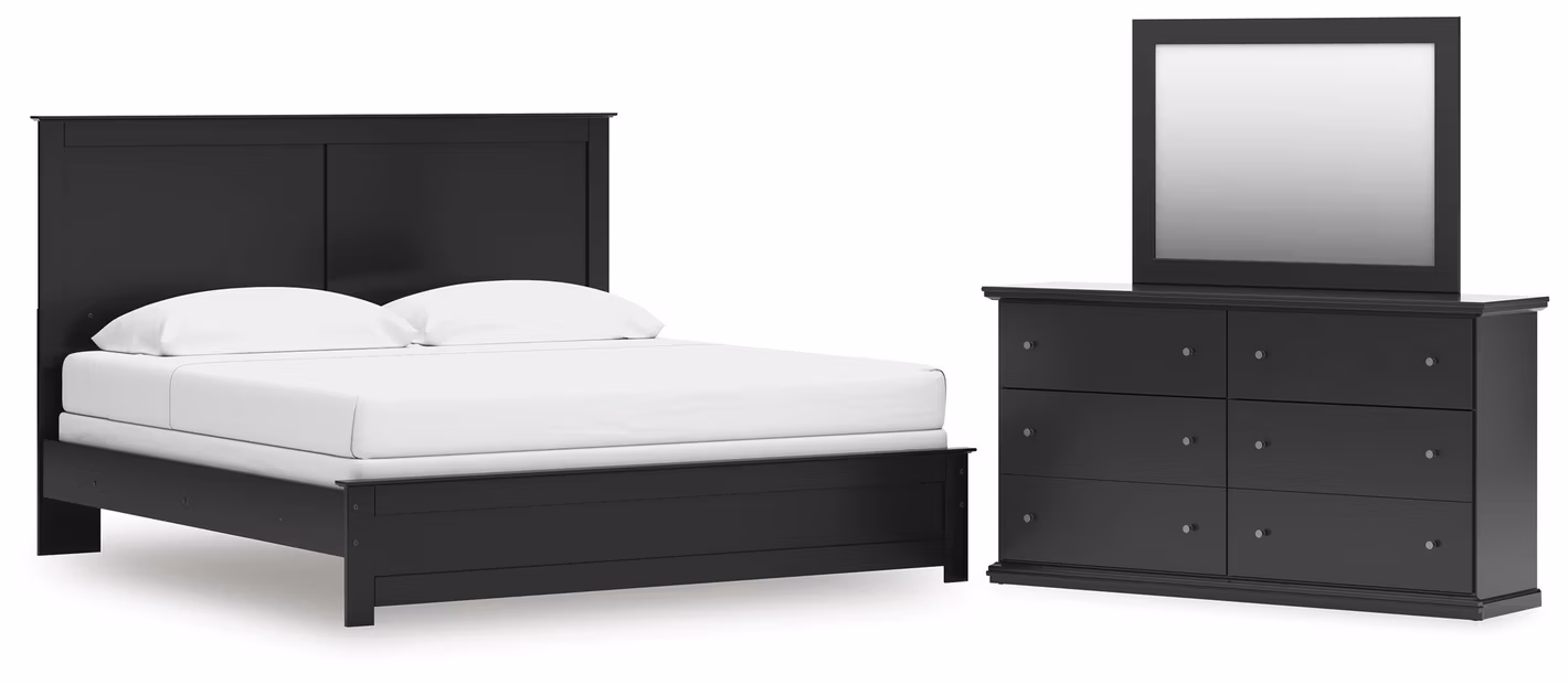 Maribel King Panel Bed with Dresser and Mirror