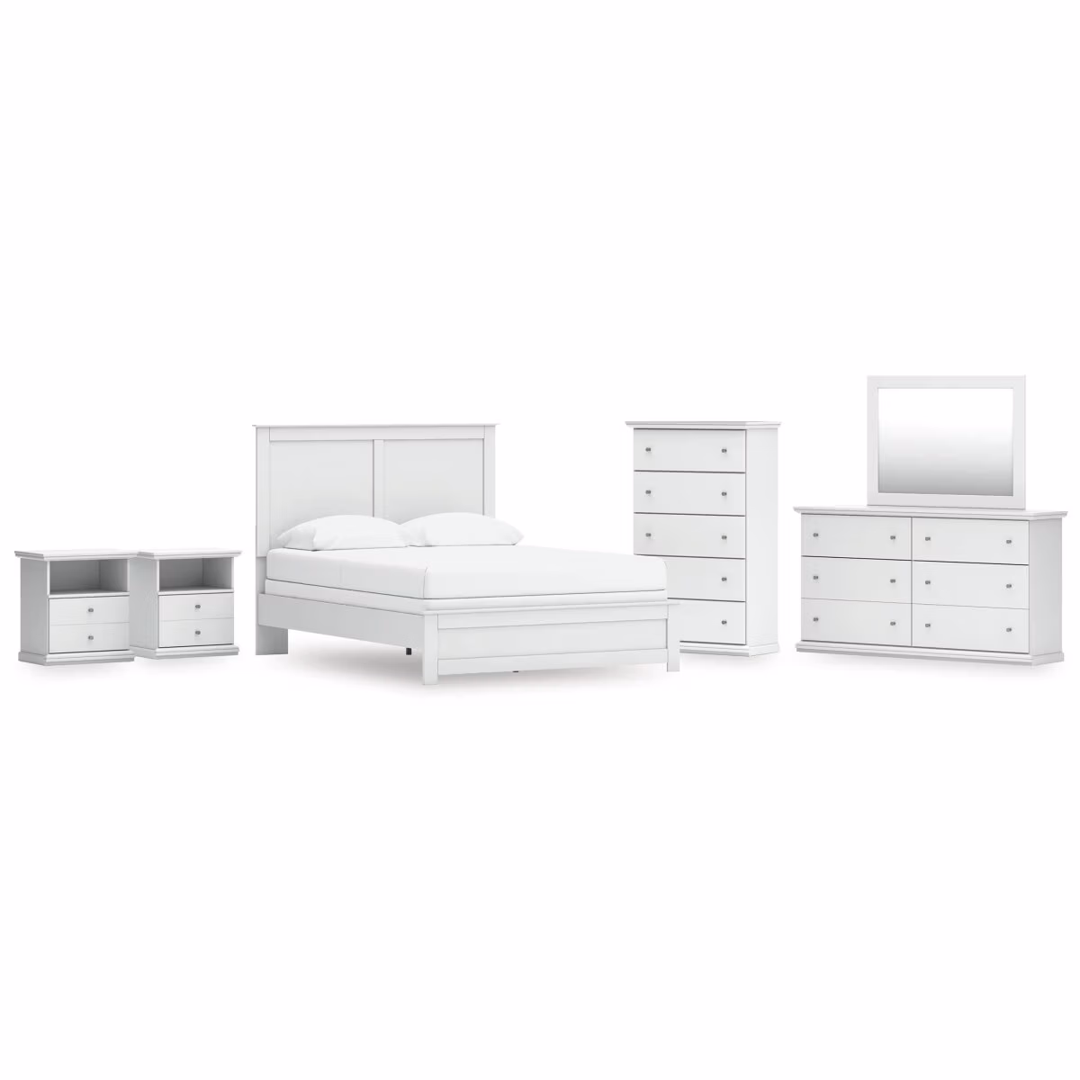Bostwick Shoals Queen Panel Bed with Mirrored Dresser, Chest and 2 Nightstands - Image 2