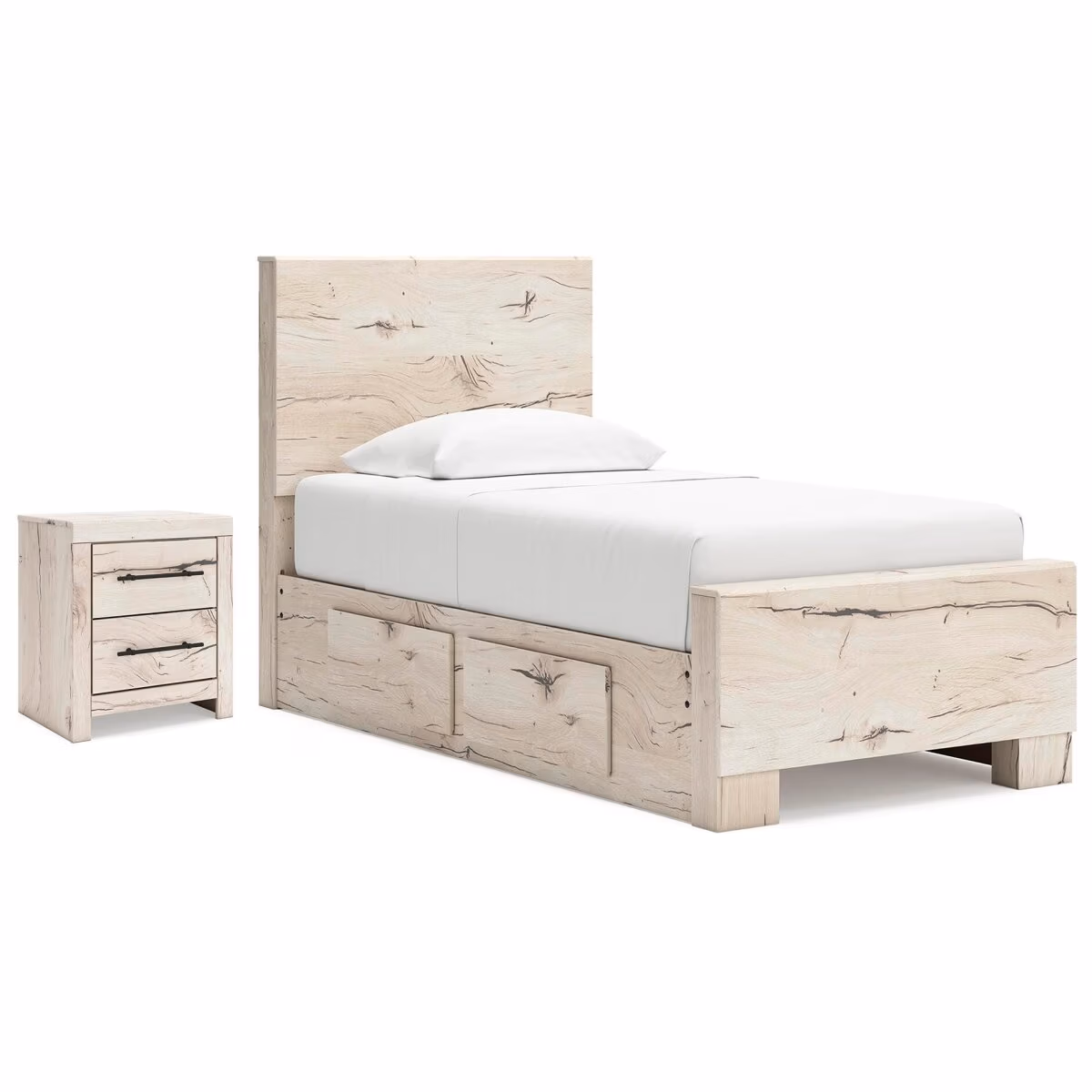 Lawroy Twin Panel Bed with Storage and Nightstand - Image 2