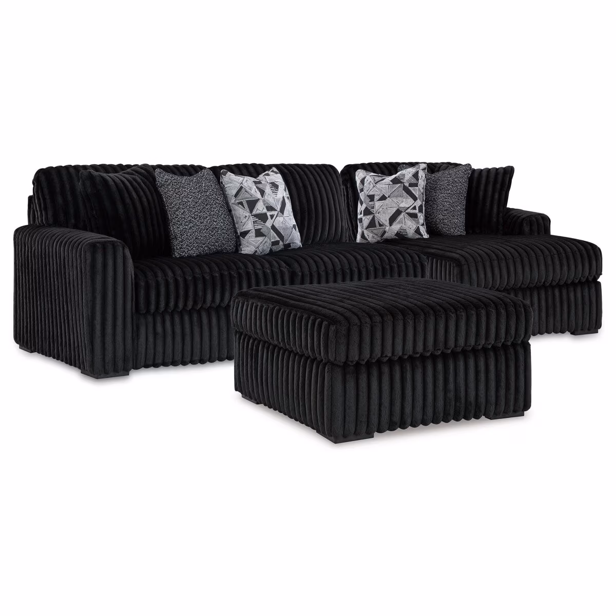 Midnight-Madness 2-Piece Sectional and Oversized Accent Ottoman - Image 2