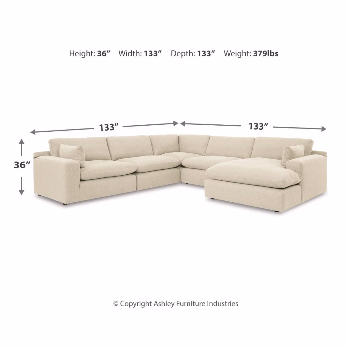 Elyza 5-Piece Sectional with Chaise - Image 5