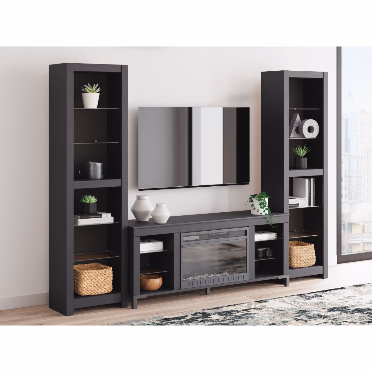 Cayberry 3-Piece Entertainment Center with Electric Fireplace - Image 3