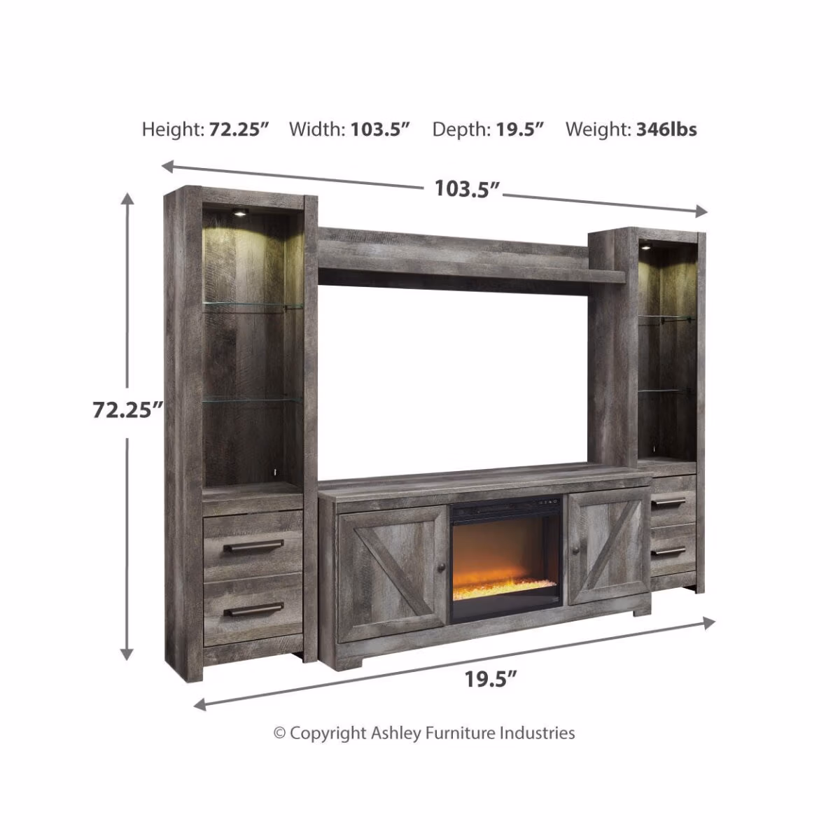 Wynnlow 4-Piece Entertainment Center with Electric Fireplace - Image 5
