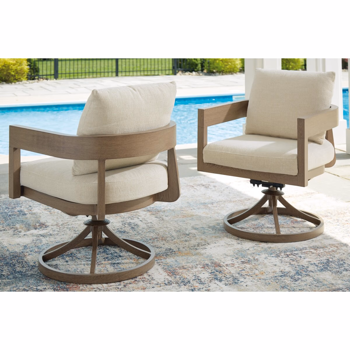 Serene Bay Outdoor Swivel Dining Chair with Cushion (Set of 2) - Image 3