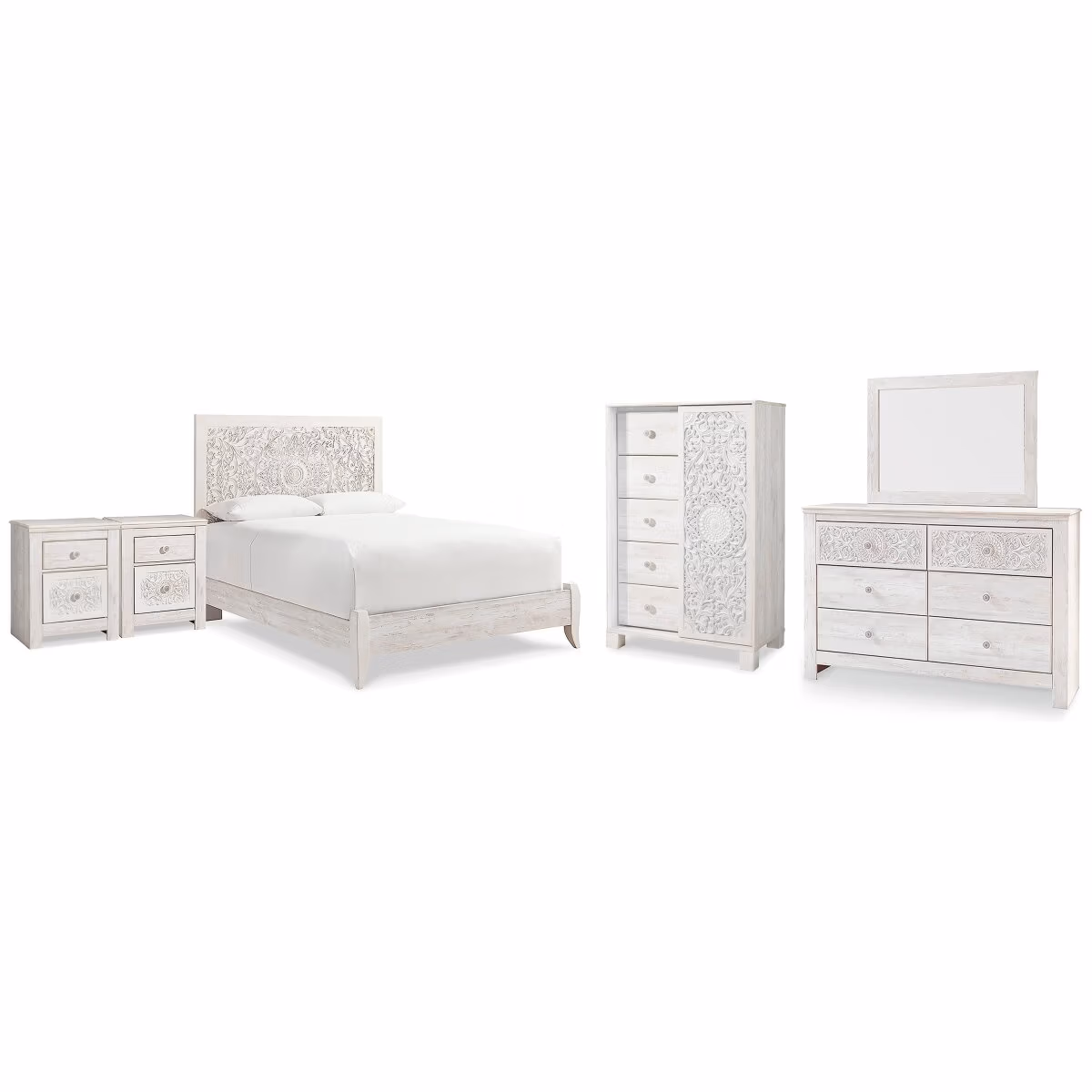 Paxberry Queen Panel Bed, Dresser, Mirror, Chest and 2 Nightstands - Image 2
