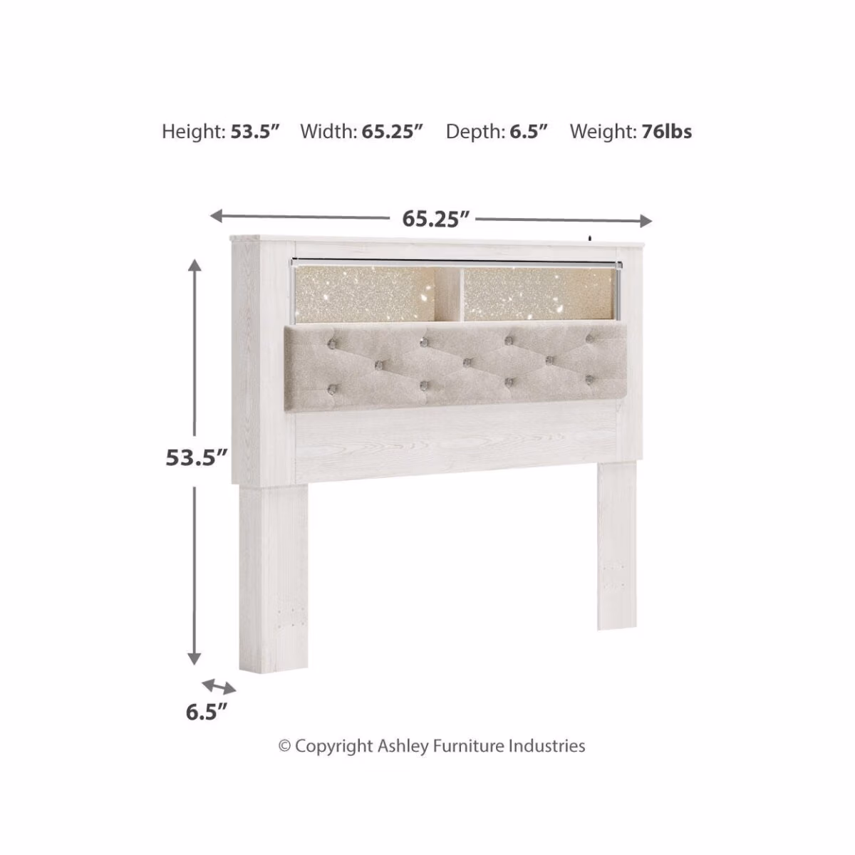 Altyra Queen Upholstered Panel Bookcase Headboard - Image 3