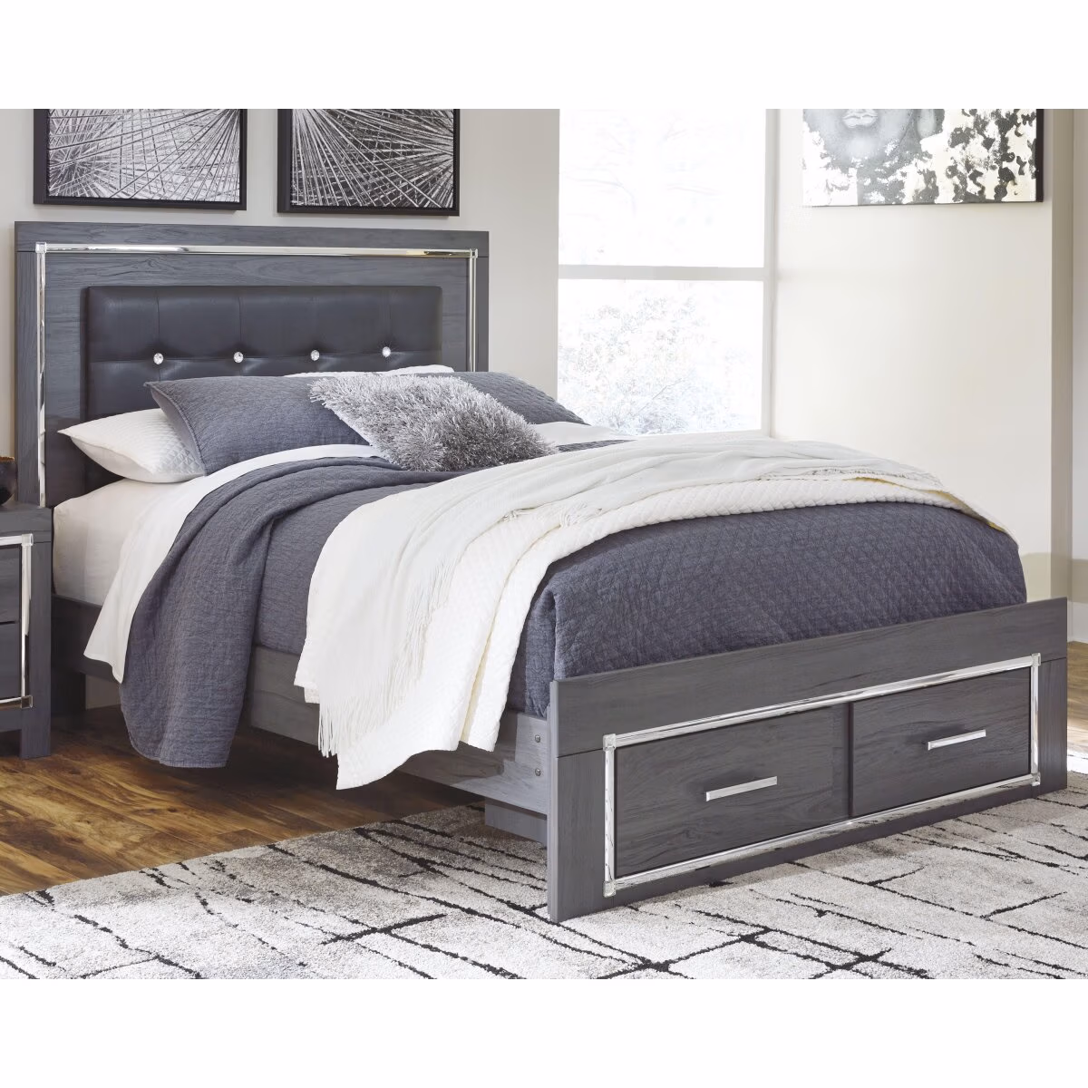 Lodanna Queen Upholstered Panel Storage Bed, Dresser, Mirror, and Nightstand - Image 7