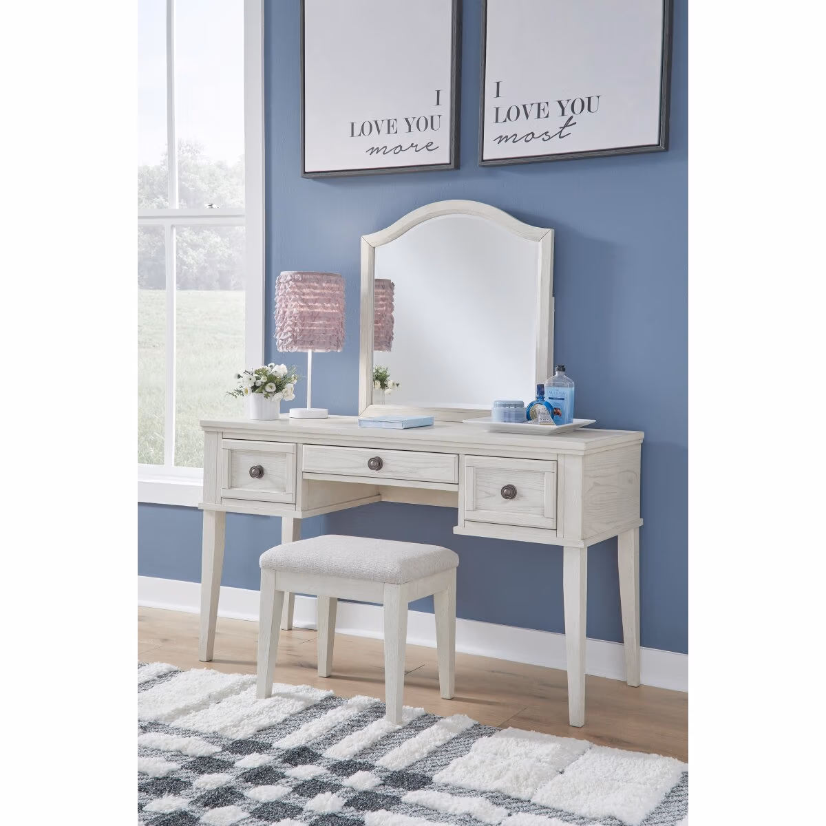 Robbinsdale Mirrored Vanity with Bench - Image 2