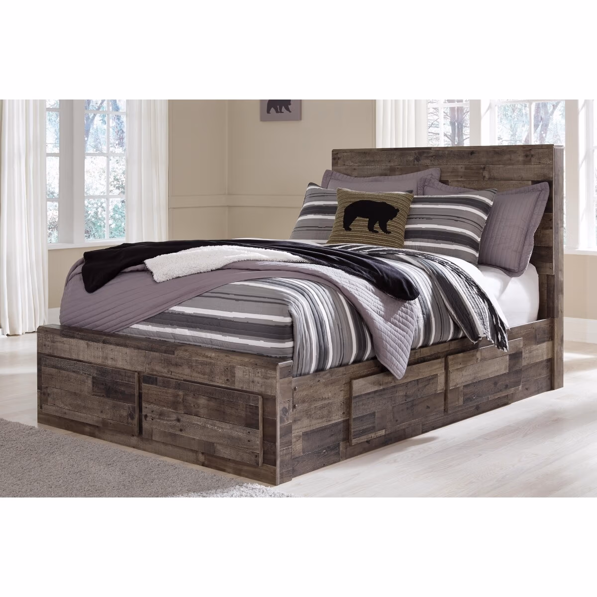 Derekson Full Panel Storage Bed, Dresser, Mirror and 2 Nightstands - Image 7