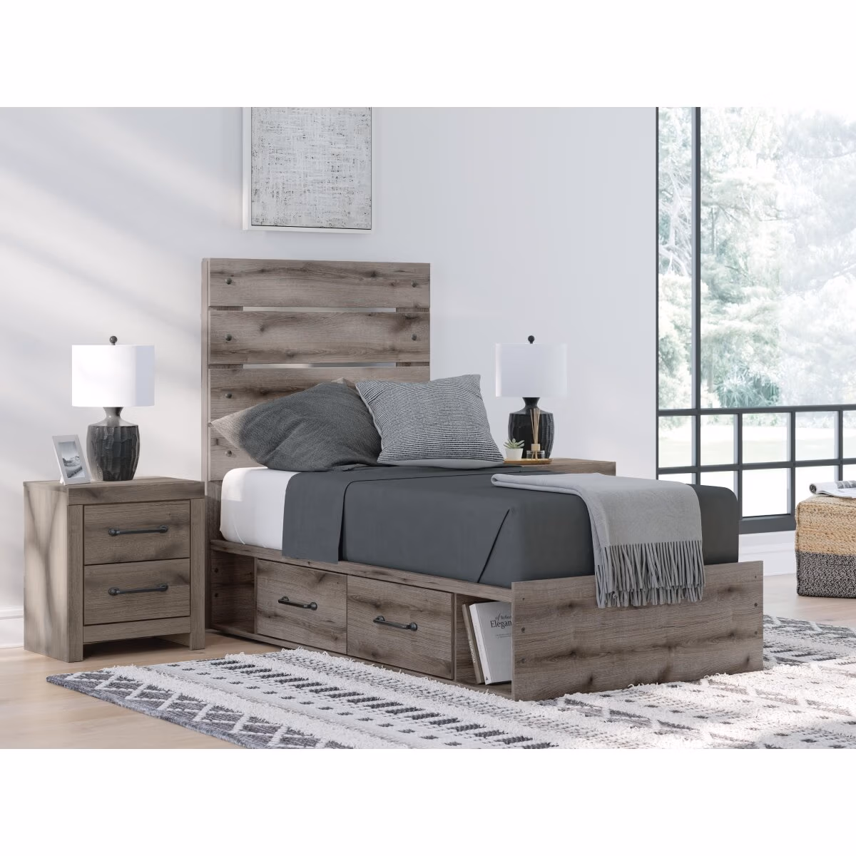 Graystorm Twin Panel Bed with Storage - Image 3
