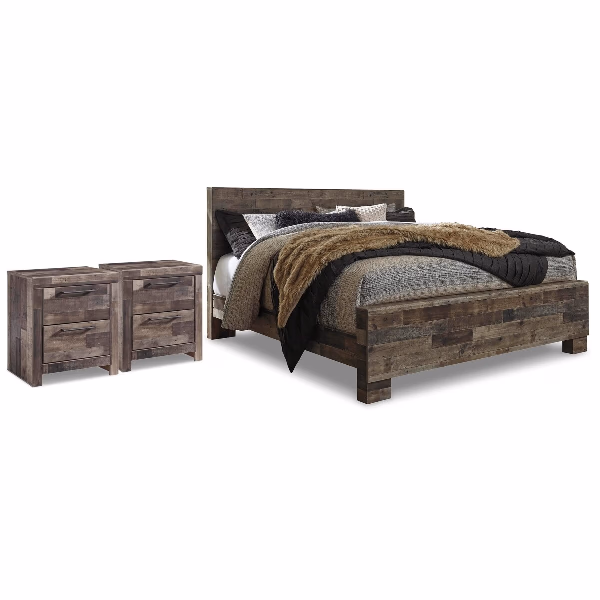 Derekson King Panel Bed and 2 Nightstands - Image 2