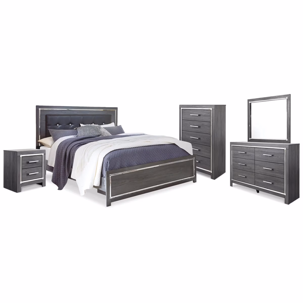 Lodanna King Upholstered Panel Bed, Dresser, Mirror, Chest and Nightstand - Image 2