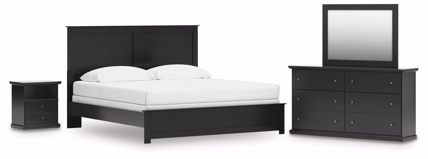 Maribel King Panel Bed, Dresser, Mirror and Nightstand