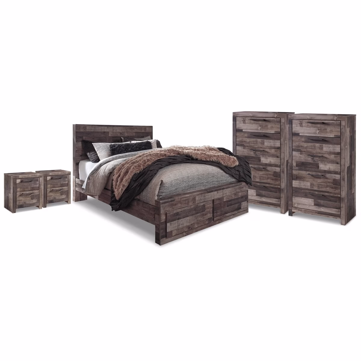 Derekson Queen Storage Bed, 2 Chests and 2 Nightstands - Image 2
