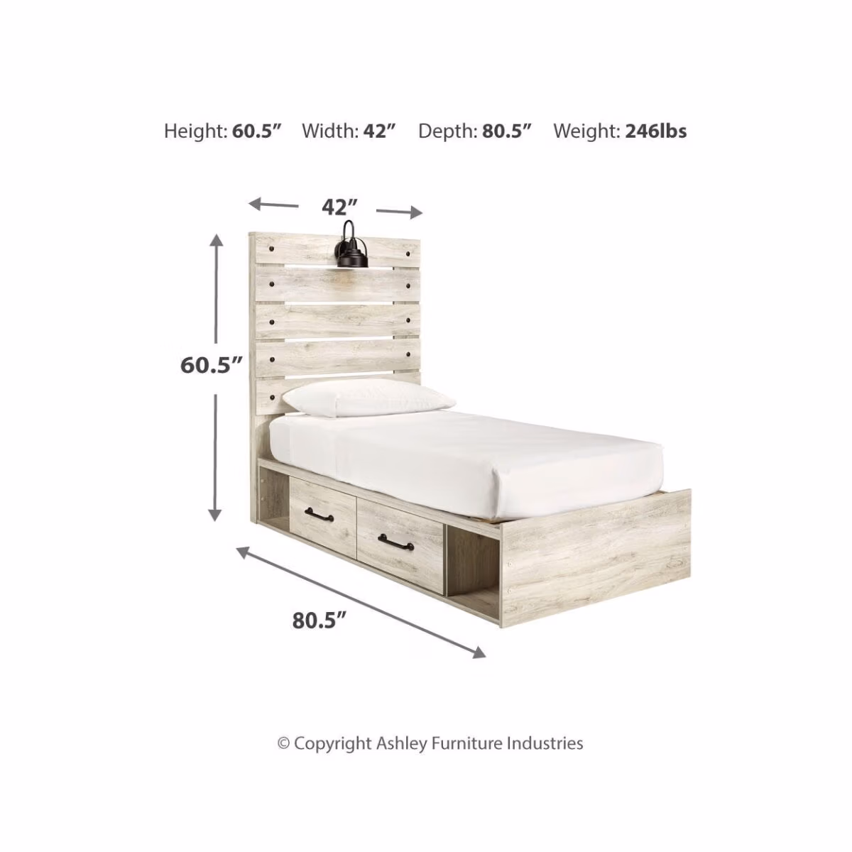 Cambeck Twin Panel Bed with 4 Storage Drawers - Image 5