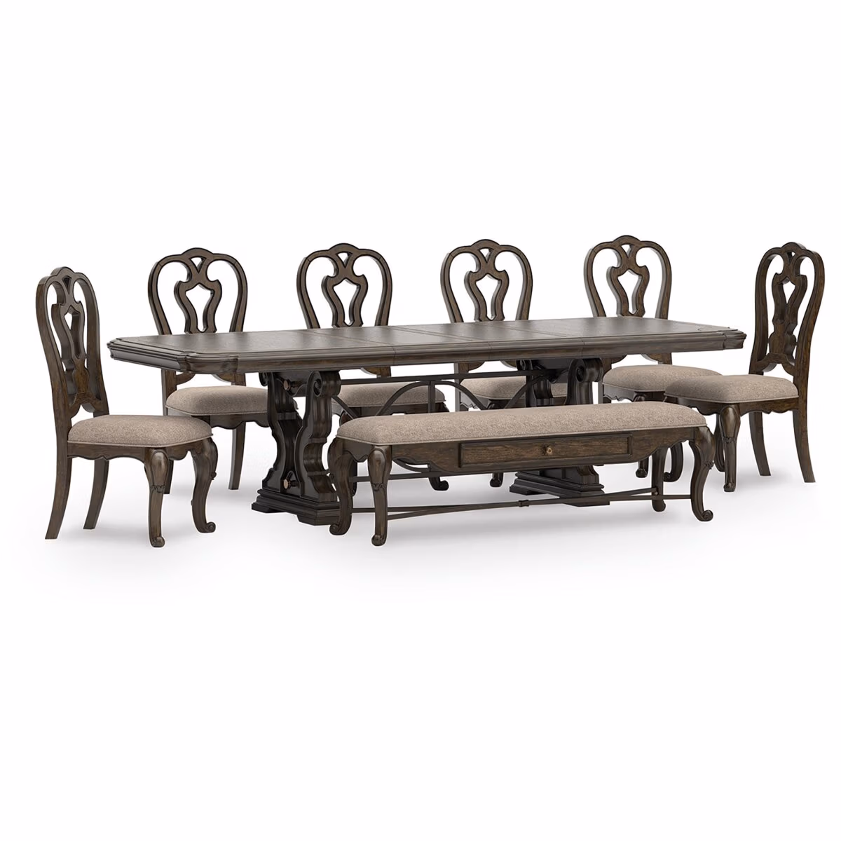 Maylee Dining Table, 6 Chairs and Bench - Image 2