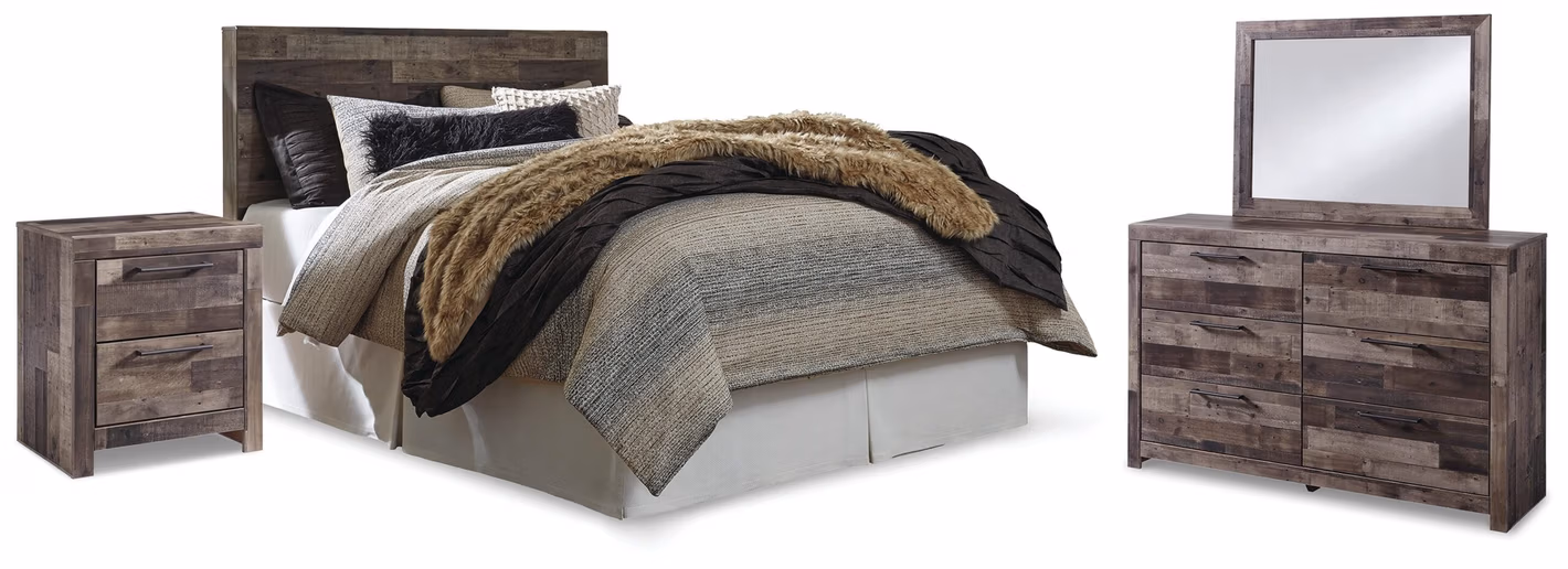 Derekson Queen Panel Headboard, Dresser, Mirror and Nightstand