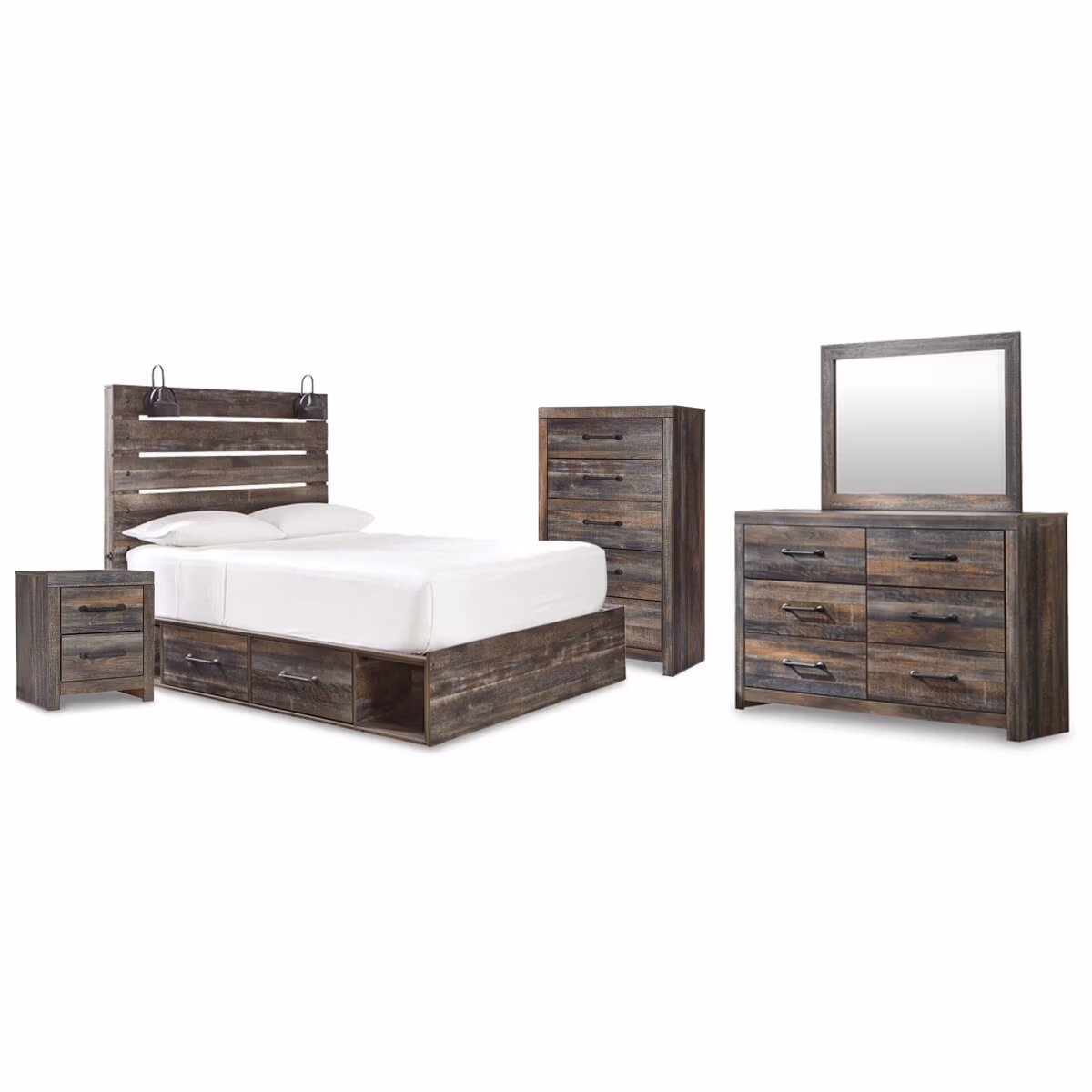 Drystan Queen Panel Storage Bed, Dresser, Mirror, Chest and Nightstand - Image 2