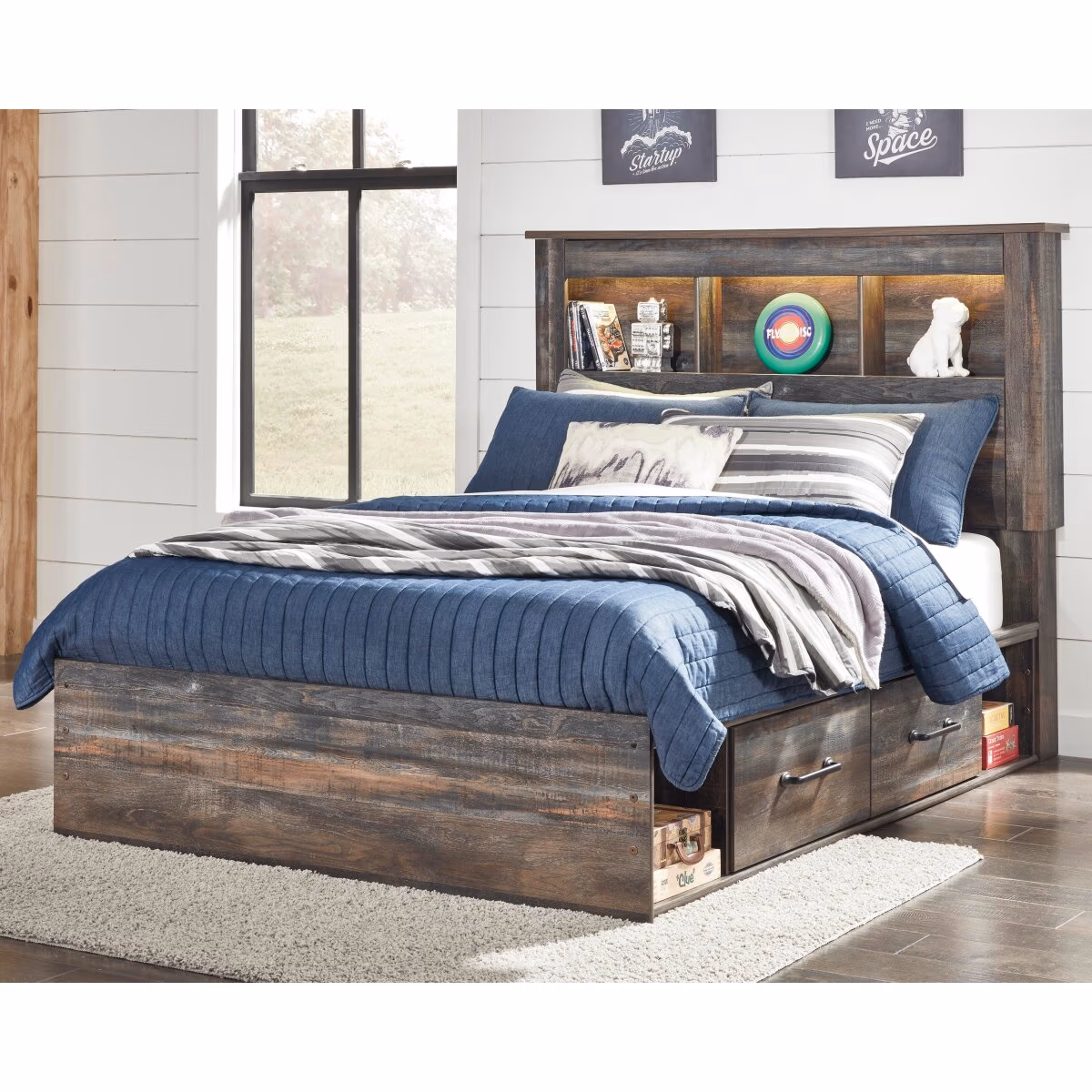Drystan Full Bookcase Bed with 4 Storage Drawers - Image 3