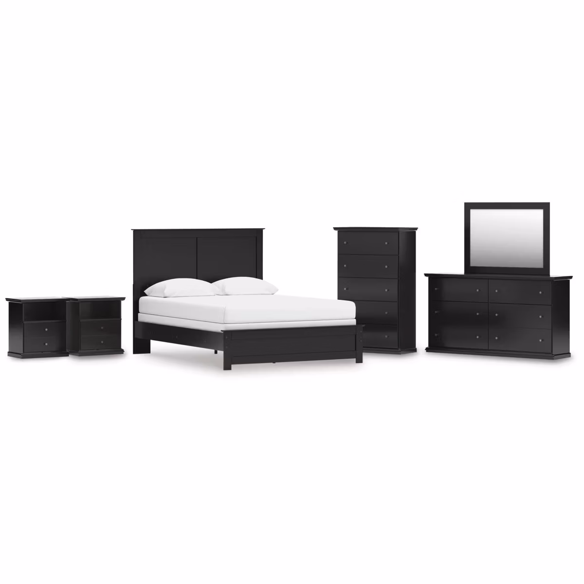 Maribel Queen Panel Bed, Dresser, Mirror, Chest and 2 Nightstands - Image 2