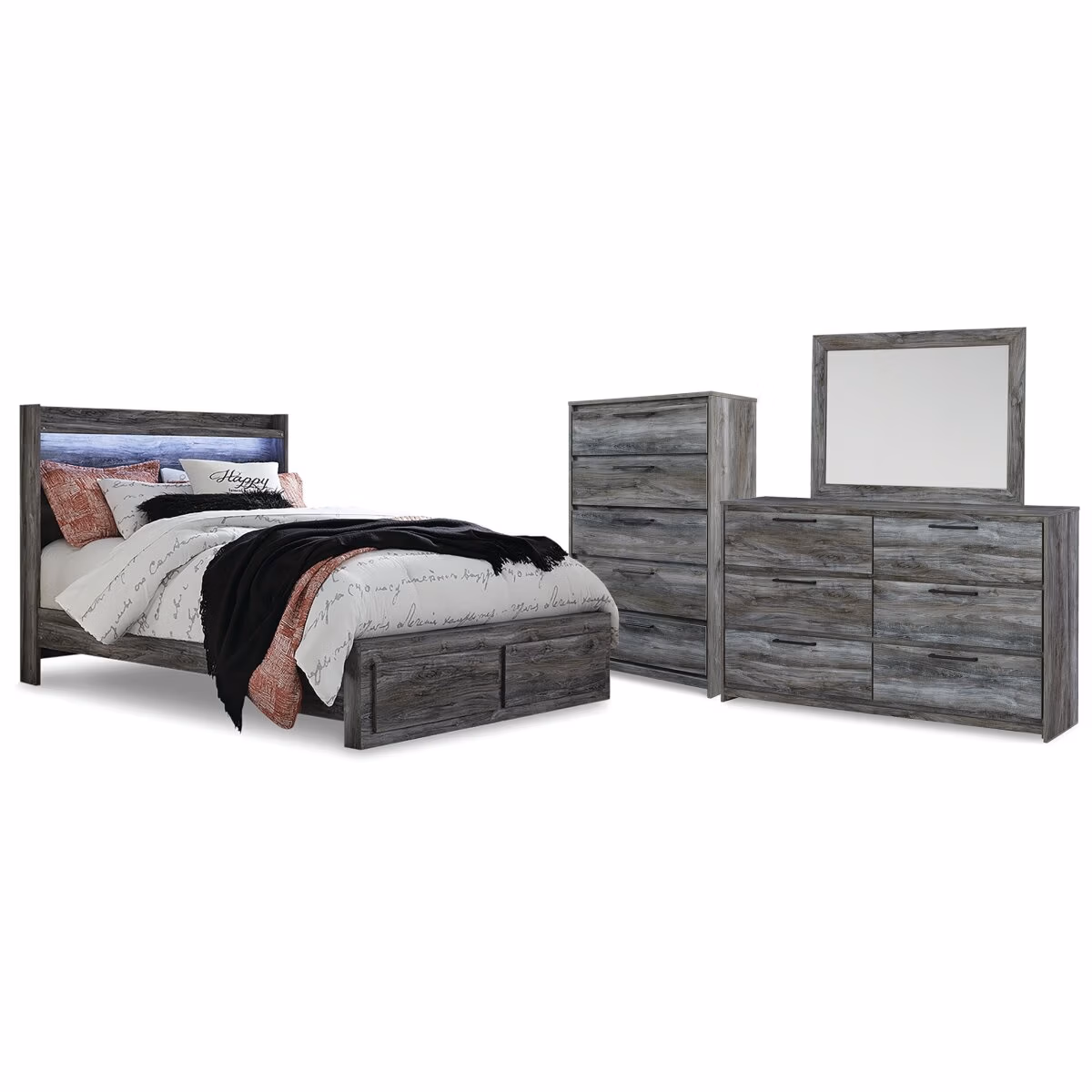 Baystorm Queen Storage Bed, Dresser, Mirror and Chest - Image 2